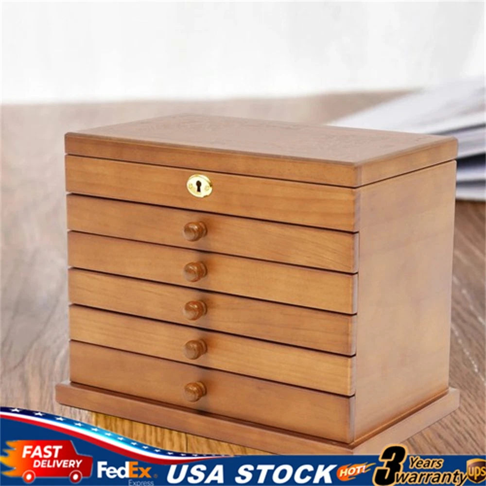 Large Capacity Wooden Jewelry Box Vintage Organizer Necklace Ring Display Boxes] | eBay