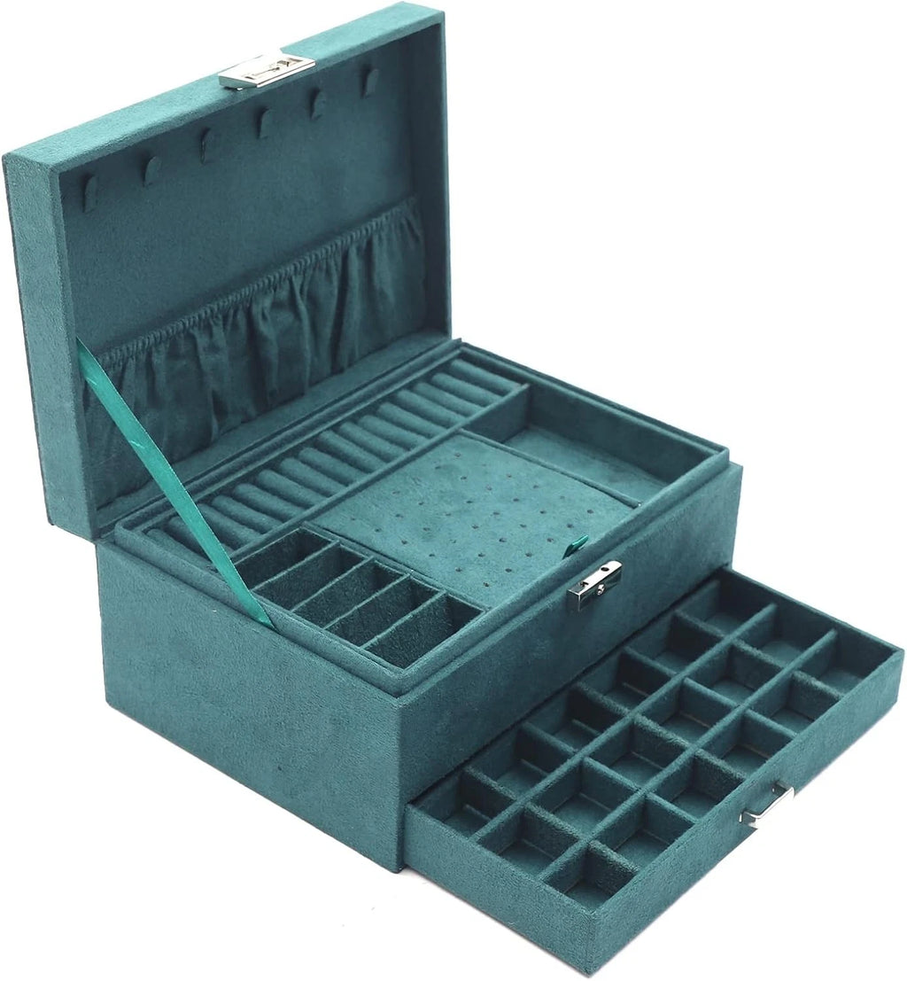 3 Layers Jewelry Box Organizer Large Capacity Case Flannel For Ring | eBay