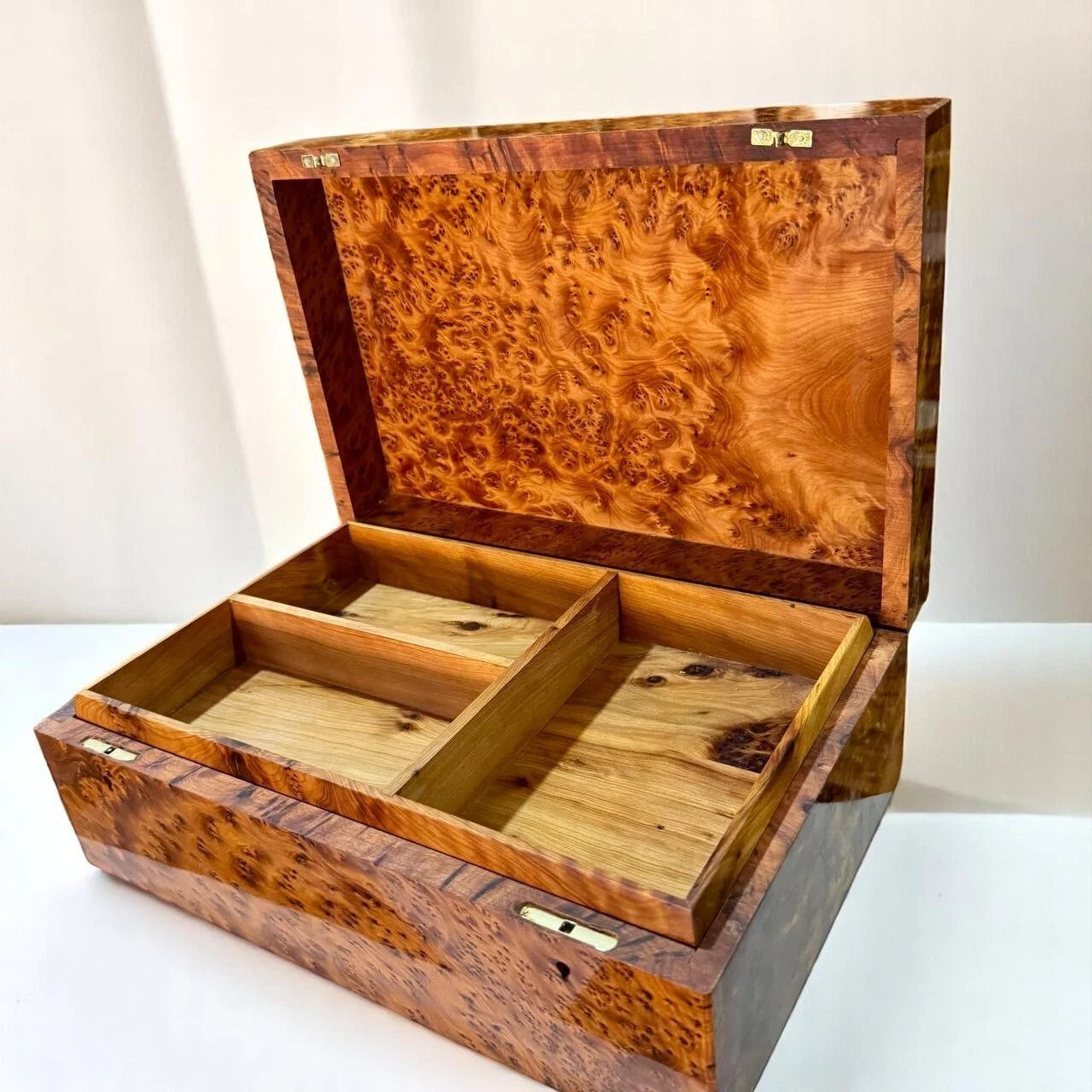 Large Burl Thuya Wood Jewelry Box with Key – Handcrafted Organizer from Morocco | eBay