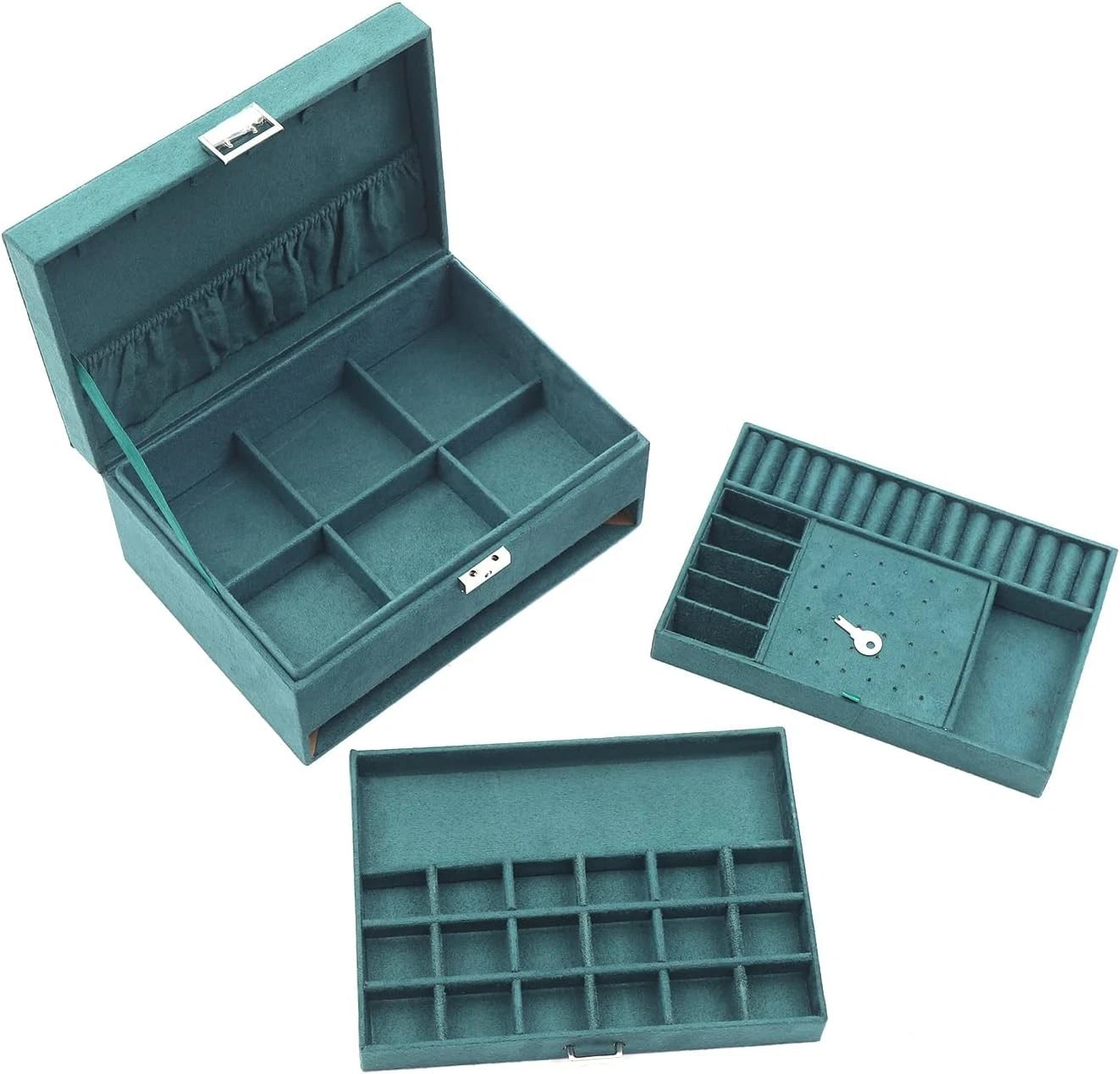 3 Layers Jewelry Box Organizer Large Capacity Case Flannel For Ring | eBay