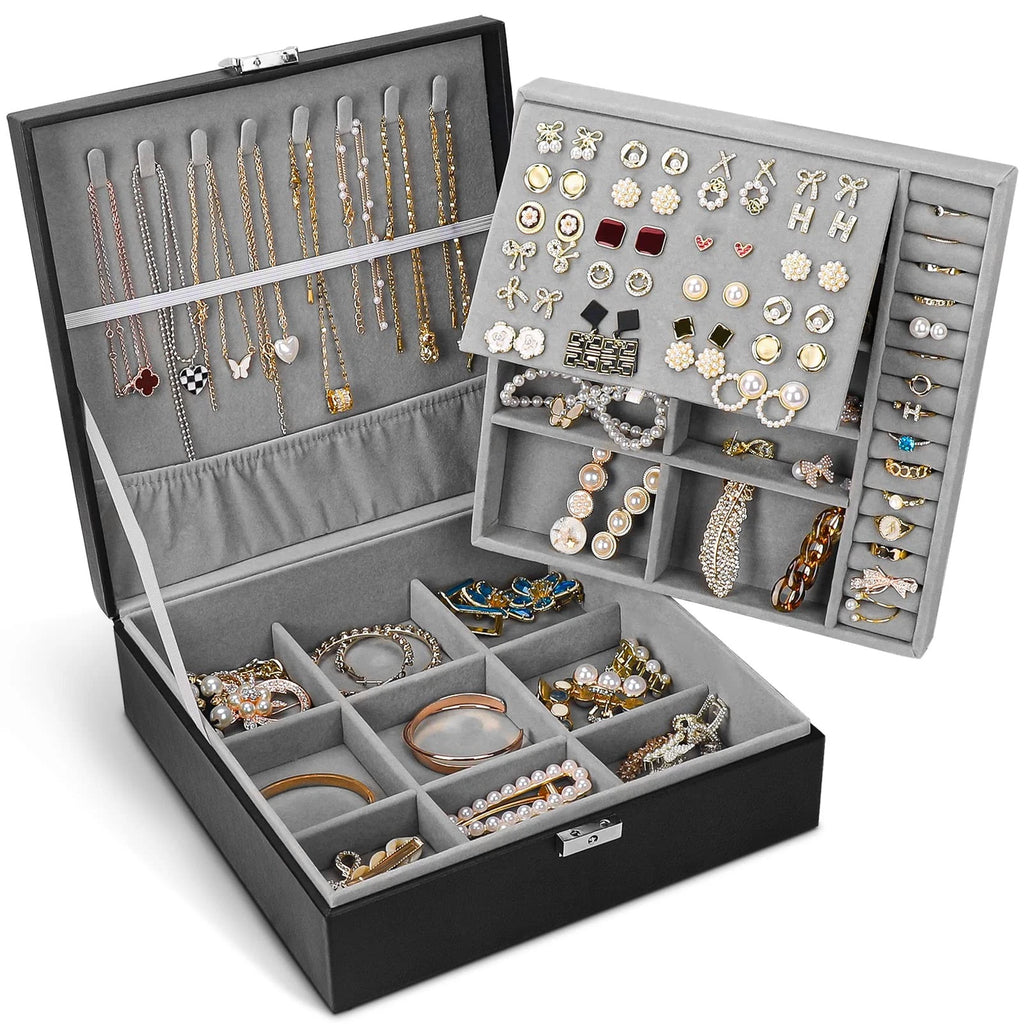 Jewelry Box, Jewelry Boxes for Women & Men with PU Leather, 2 Layer Large Jew... | eBay