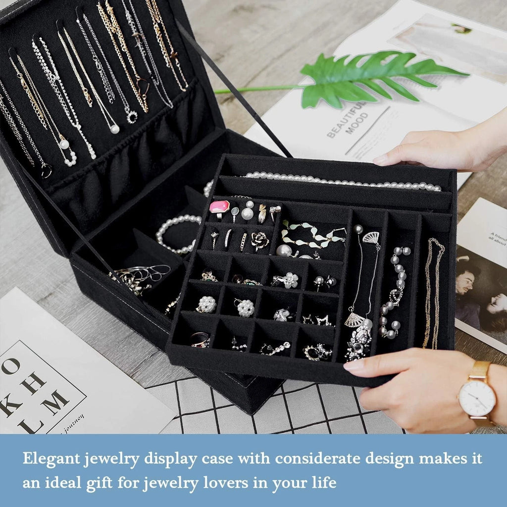 Luxurious Freestanding Jewelry Case - Velvet Organizer for Necklaces & Earrings | eBay