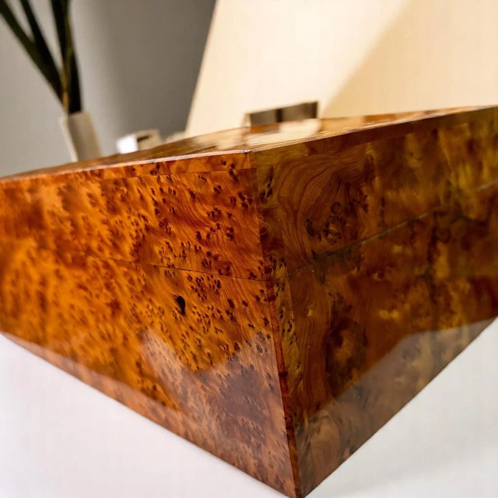 Large Burl Thuya Wood Jewelry Box with Key – Handcrafted Organizer from Morocco | eBay