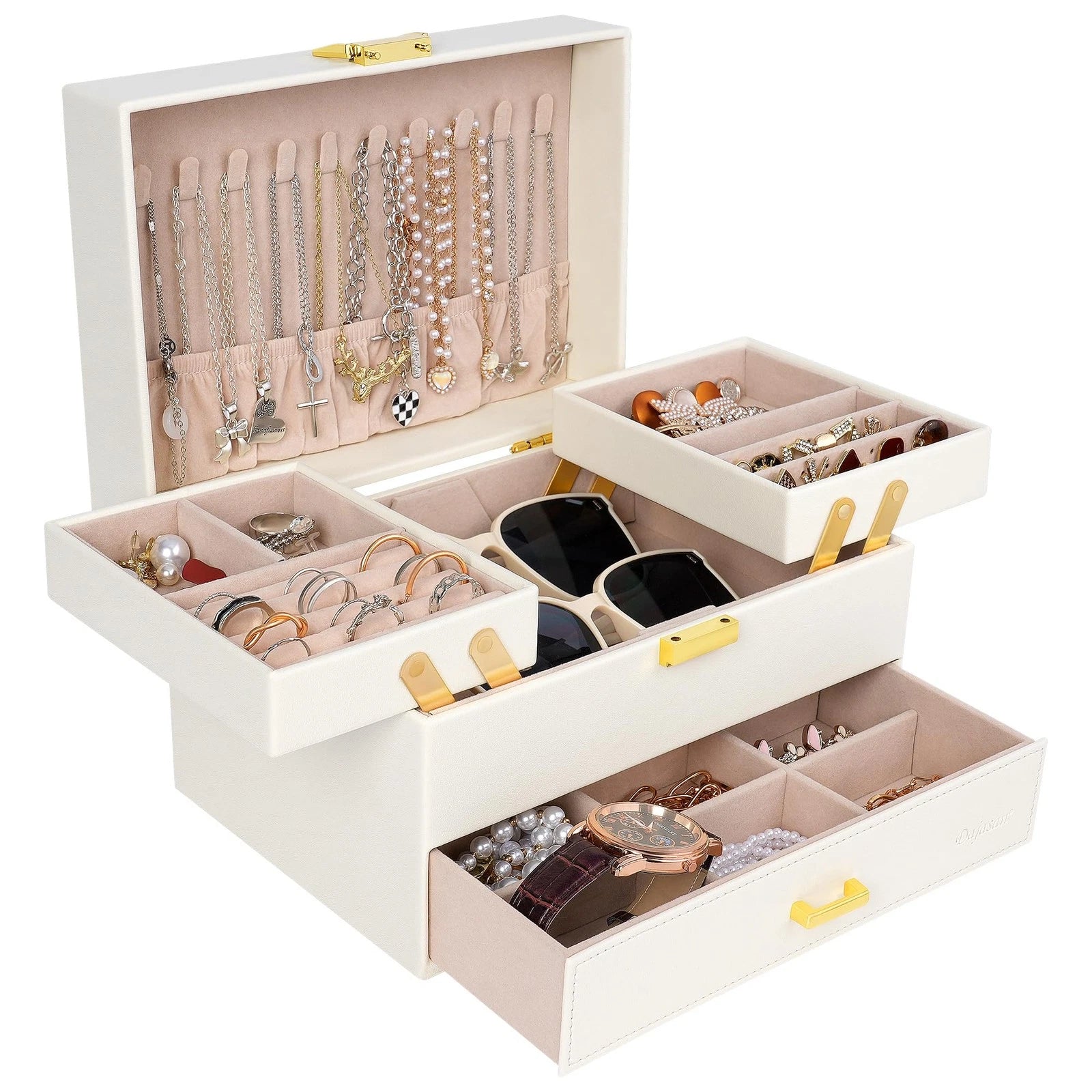Jewelry Box for Women, 3 Layers Large Jewelry Organizer Box, Jewelry Storage ... | eBay