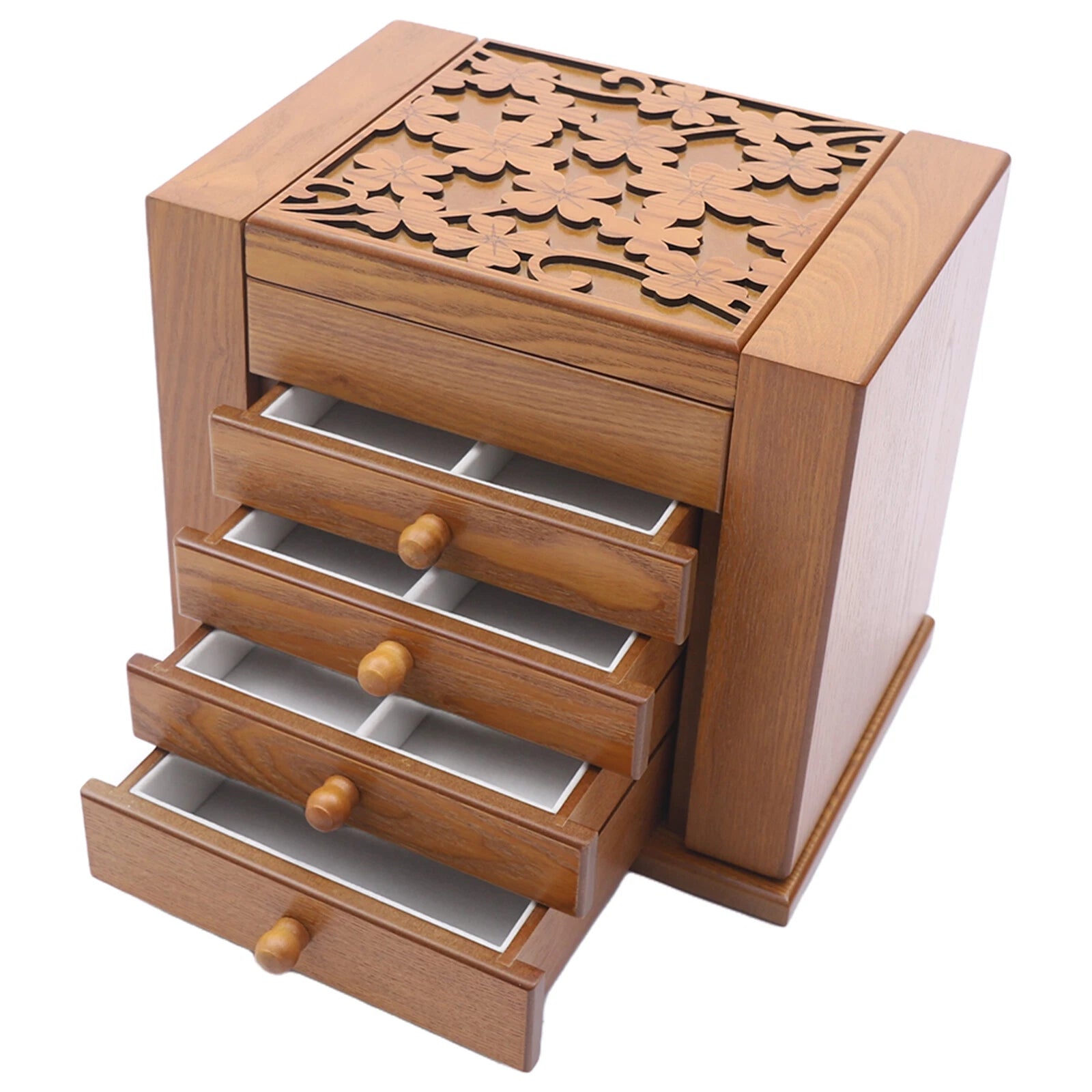 5 Layers Wooden Storage Cage Jewelry Box Organizer Women Girls Gift w/ Drawers | eBay