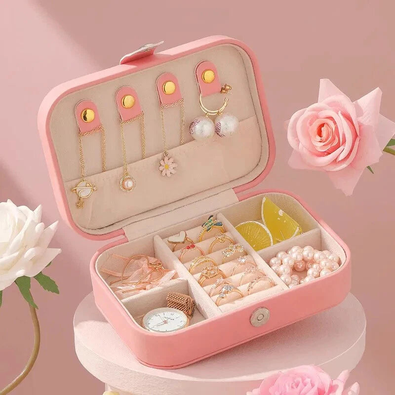 Portable Jewelry Storage Box Necklace Ring Earrings Organizer Holder | eBay