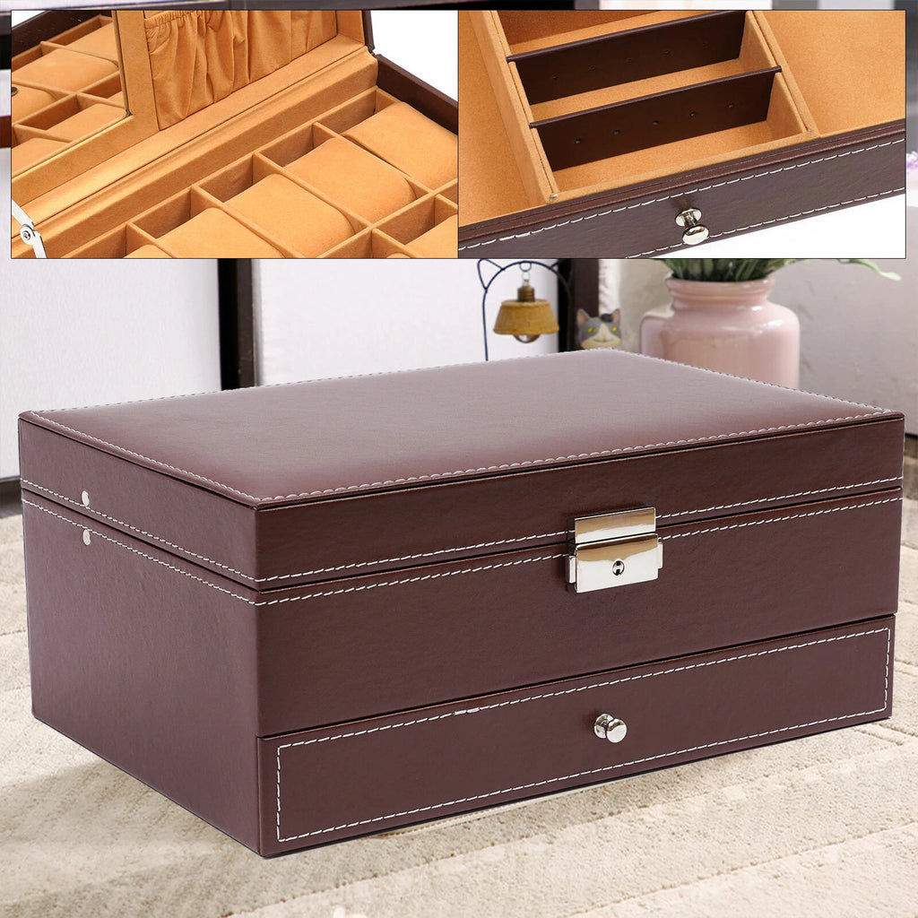 Mens Watch Box Case Organizer 12 Slots Watches Holder Jewelry Storage Display US | eBay