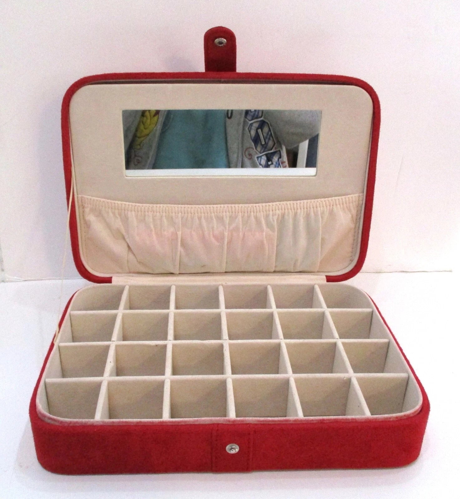 Portable Jewelry Box 24 Section Pink Suede Travel Storage Organizer w Mirror | eBay