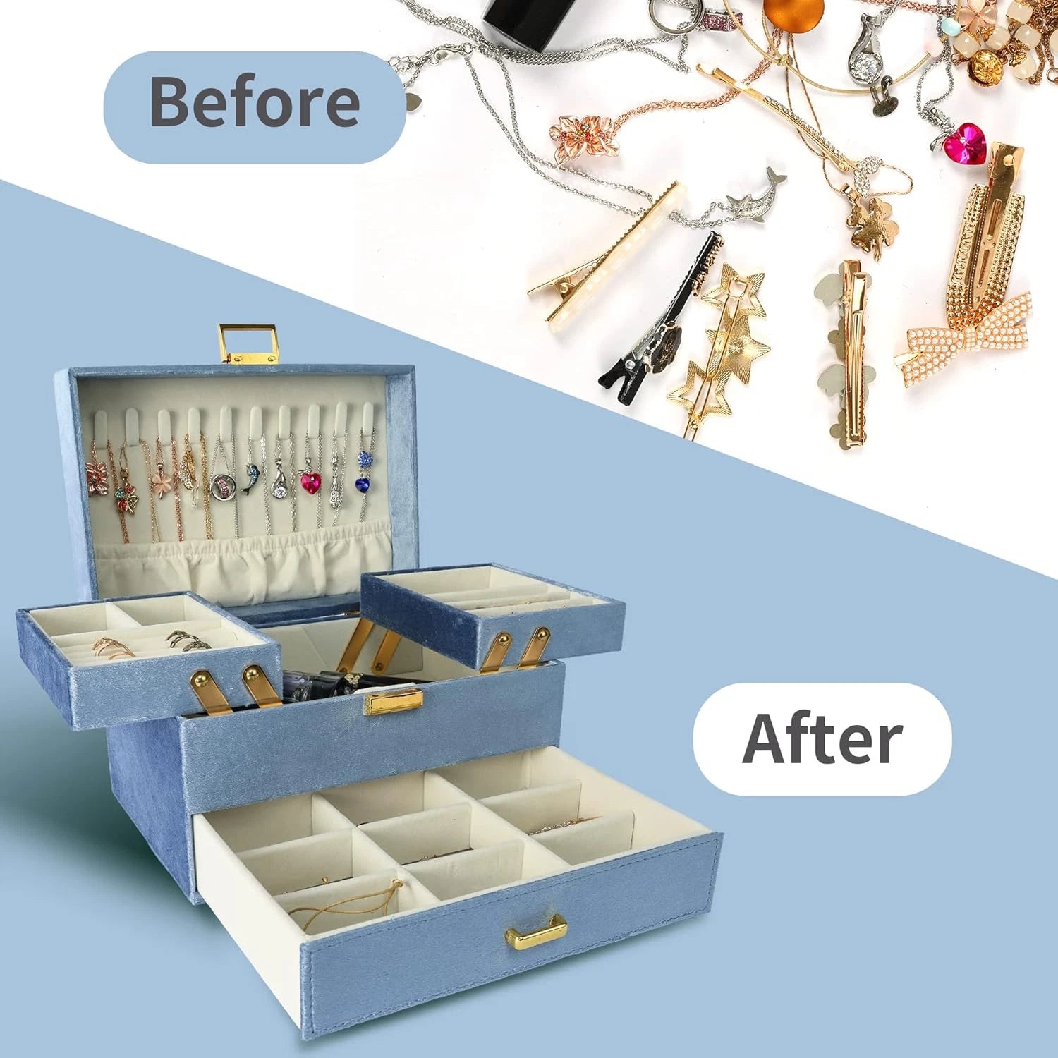 Velvet Jewelry Boxes for Women Girls, Jewelry Organizer Box, Jewelry Storage Org | eBay