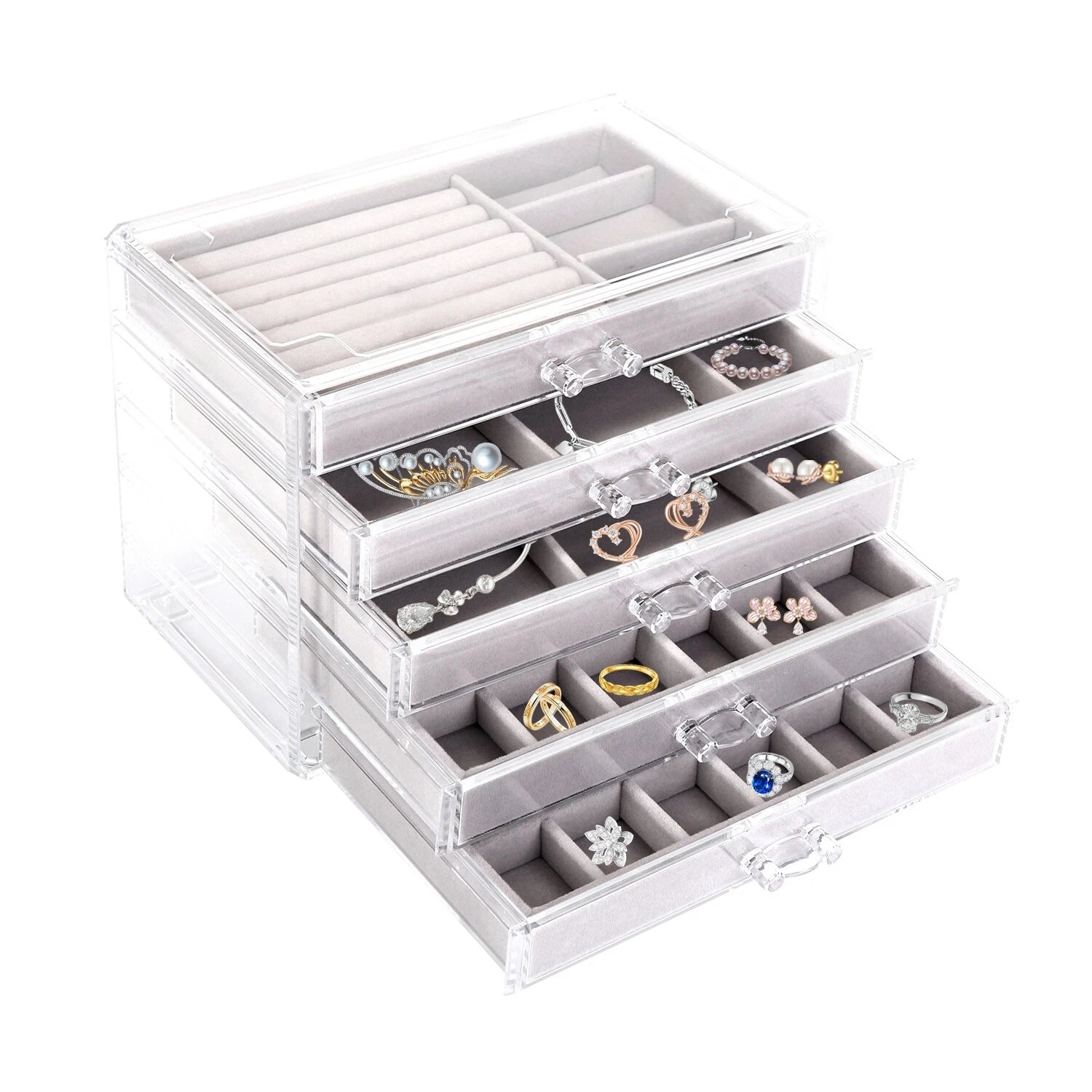 Stackable Jewelry Box Necklaces Jewelry Holder Velvet Holder Storage Organizer | eBay