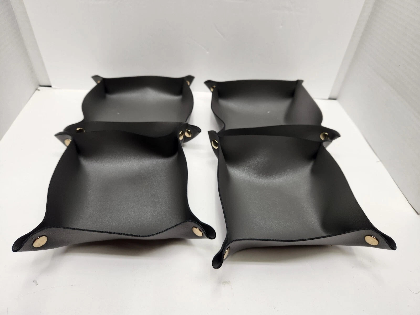 4 Gray- Leather Valet Tray Men Key Wallet Phone Jewelry Catchall Tray 6.5"X6.5" | eBay