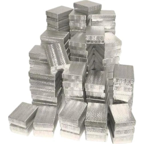 100 Silver Foil Cotton Filled Jewelry Gift Boxes 3 1/4" | eBay