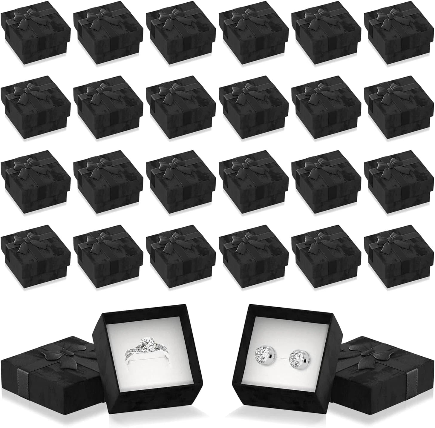24Pcs Black Ring Boxes Bulk - Ring Jewelry Box Engagement Ring Holder Small Jewe | eBay