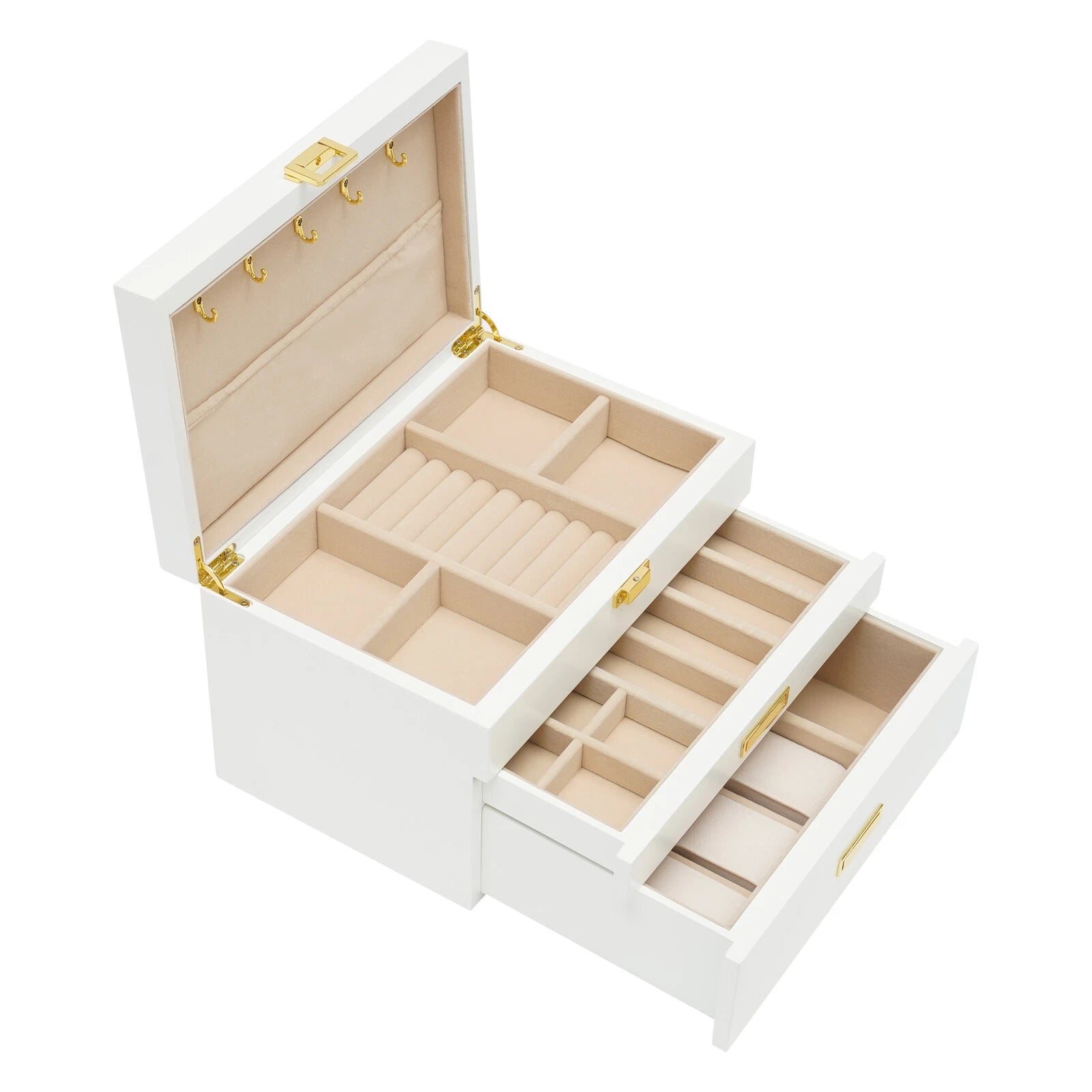 11*7.5*7.1in 3-Layer White Jewelry Organizer Box For Storage Earrings Necklace | eBay