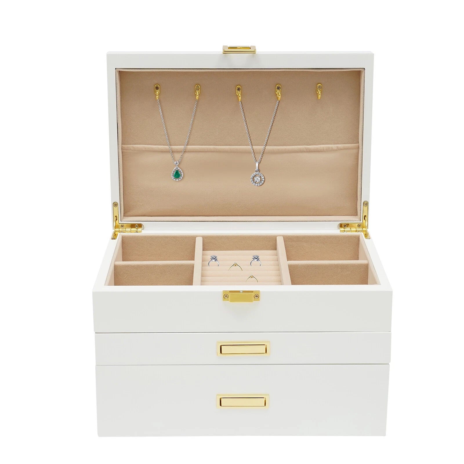 11*7.5*7.1in 3-Layer White Jewelry Organizer Box For Storage Earrings Necklace | eBay