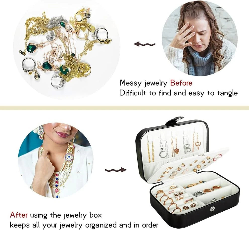Travel Jewelry Box, PU Leather Small Jewelry Organizer | eBay