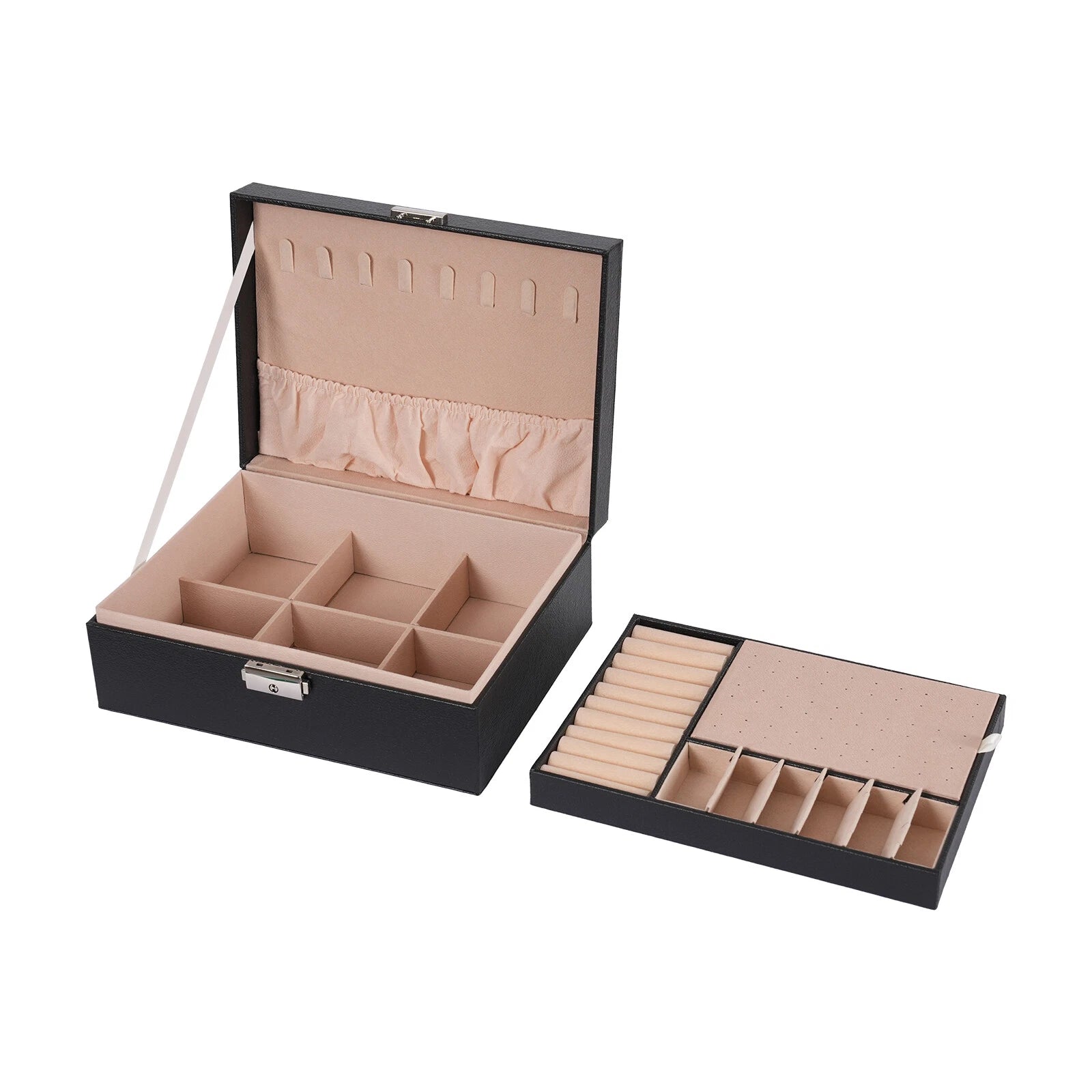 2Tier Portable Jewelry Box Organizer Watch Necklace Ornament Case Travel Storage | eBay