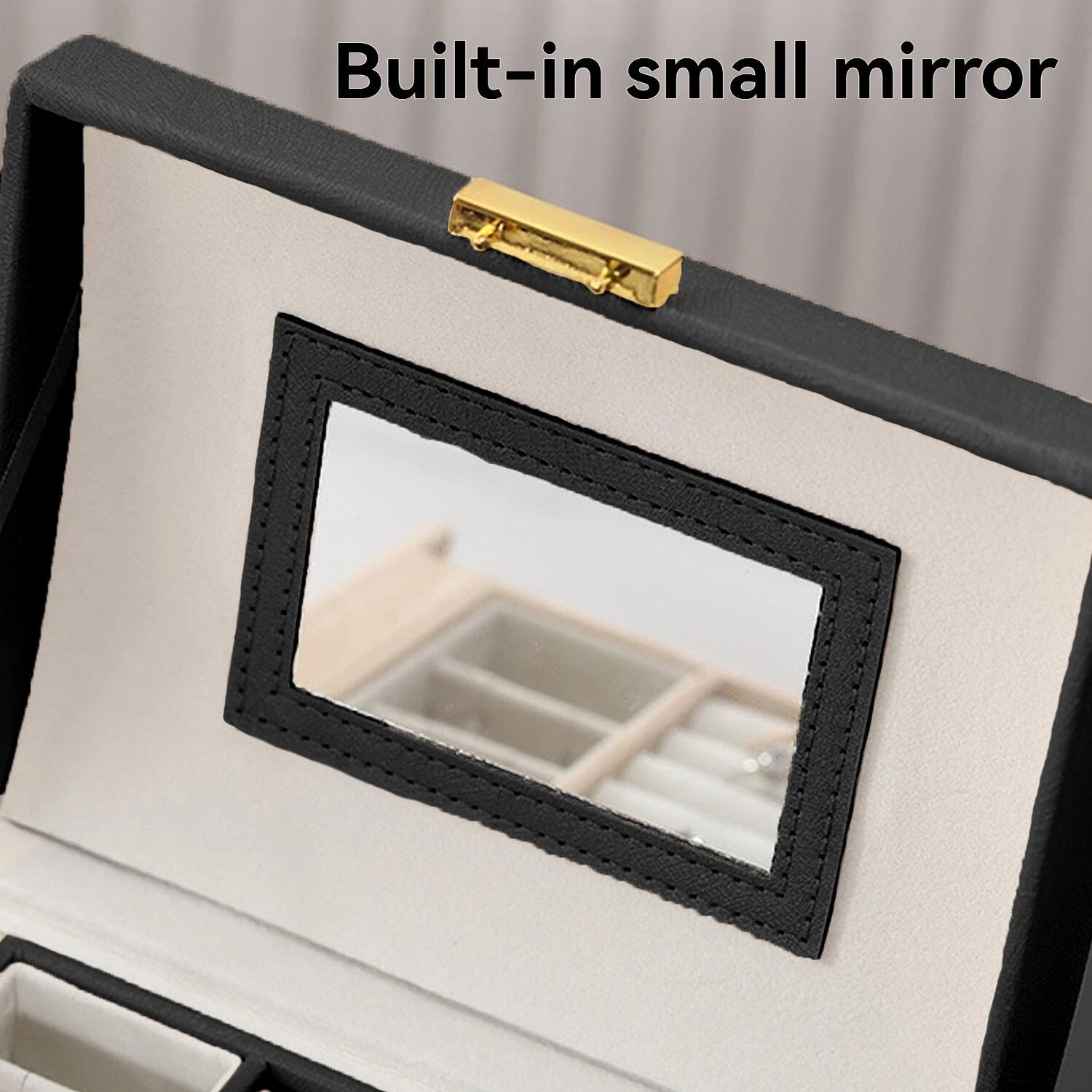 2 Layer Jewelry Storage Box for Necklaces Rings Watches PU Leather with Mirror ^ | eBay