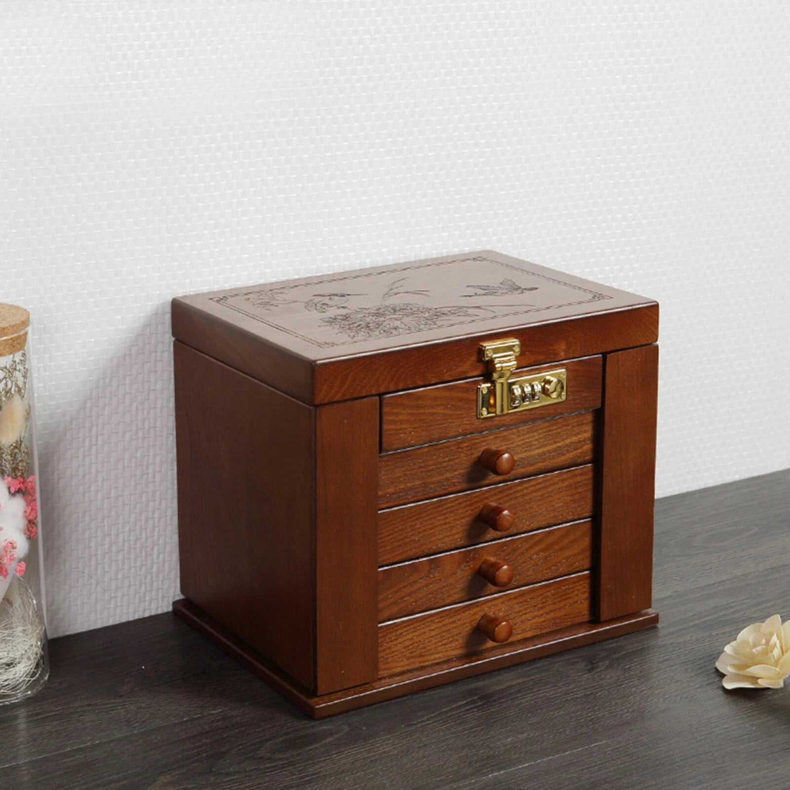 Wooden Jewelry Box Jewelry Storage Box with Combo Lock for Jewelries Necklaces | eBay