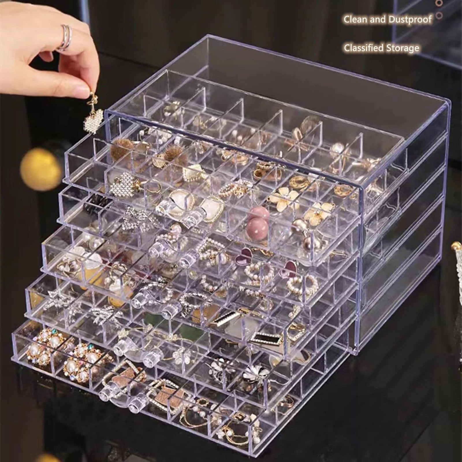 Acrylic Jewelry Organizer Box, Jewelry Drawer Organizer With 5 Drawers 120 Gr... | eBay