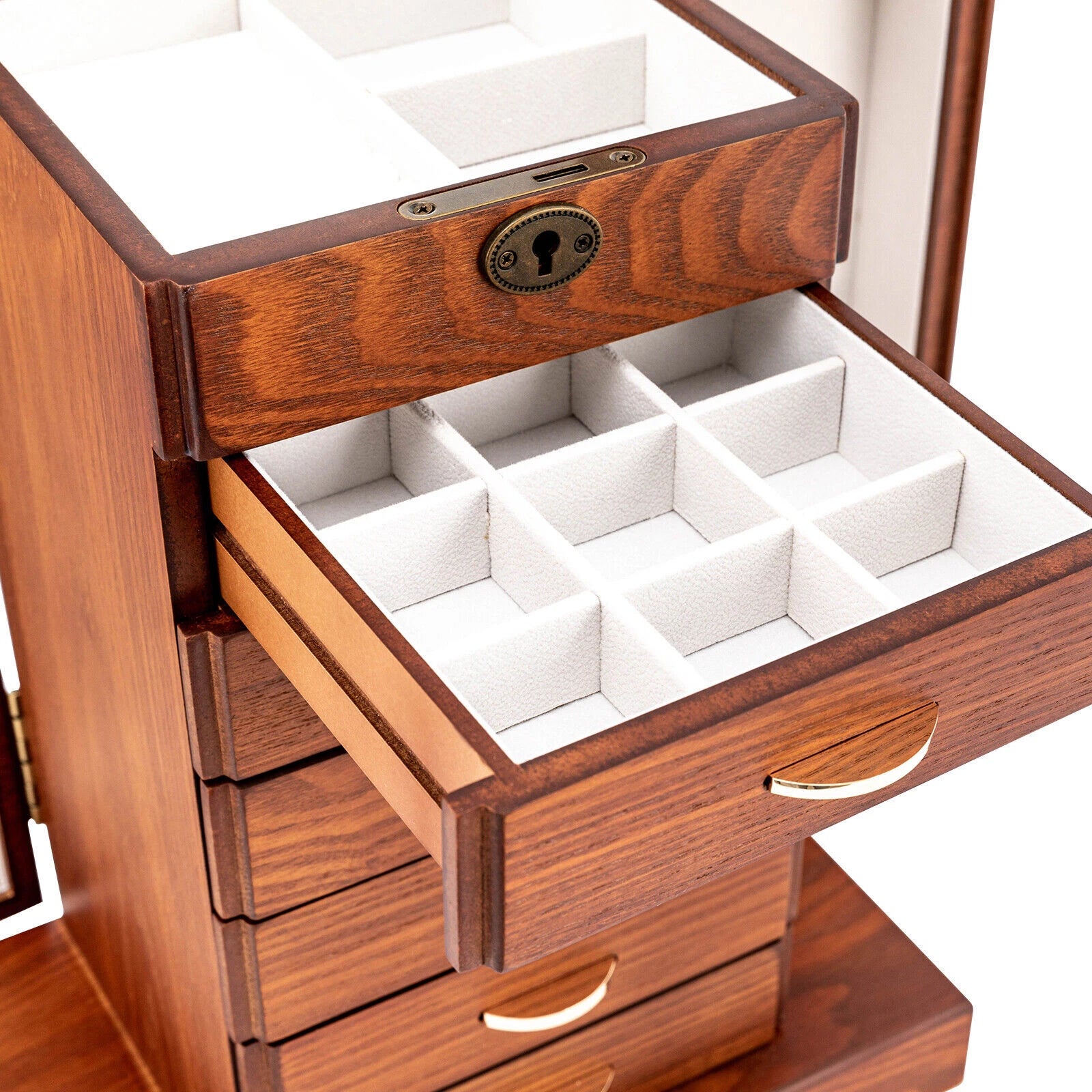 Wooden Jewelry Box Cabinet Storage Beauty 7 Drawers Case For Festival Gifts NEW | eBay