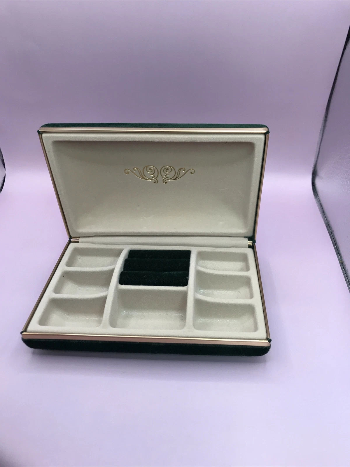 Jewelry Storage Box Dark Green Velvet Velour With Gold Trim | eBay