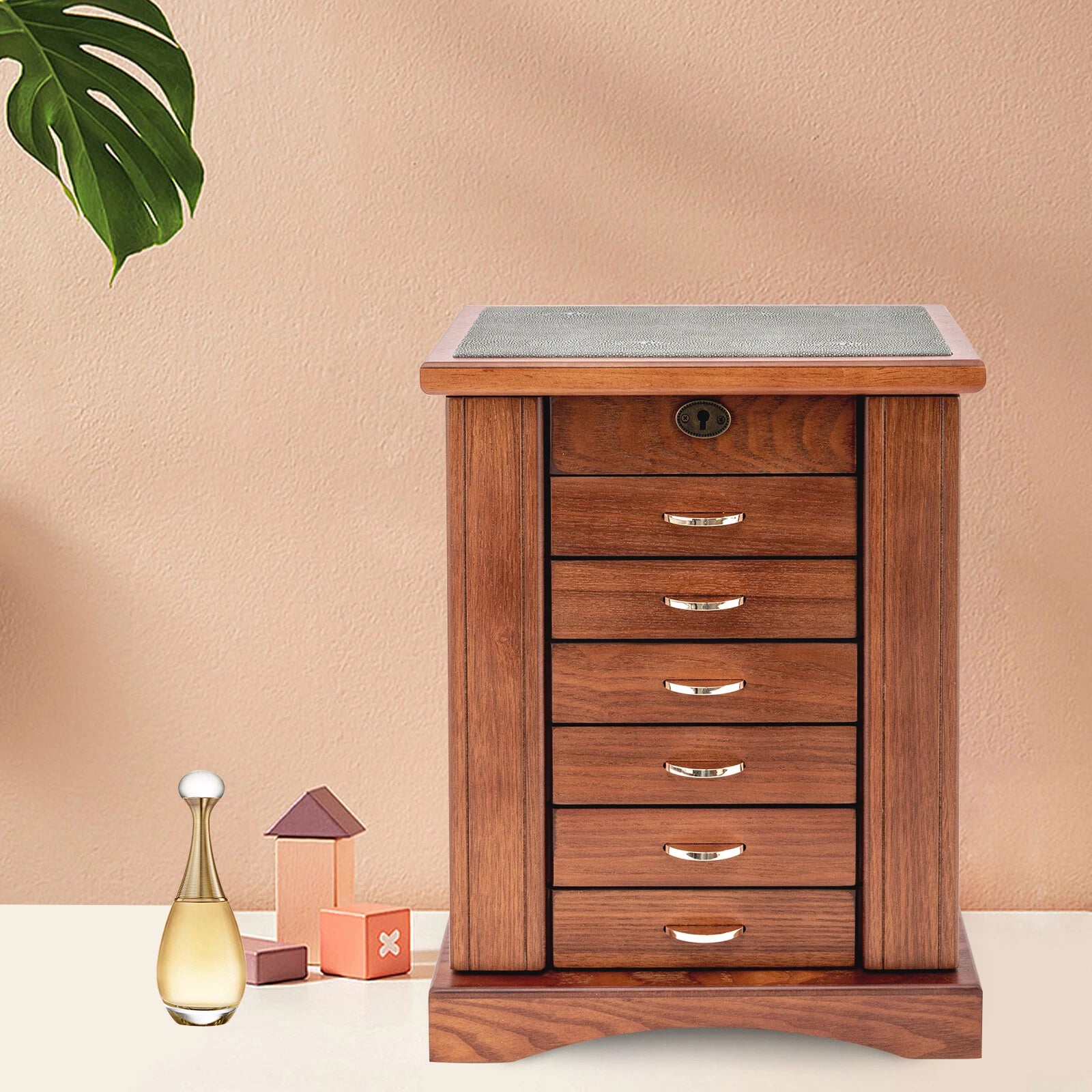 Wooden Jewelry Box Cabinet Storage Beauty 7 Drawers Case For Festival Gifts NEW | eBay