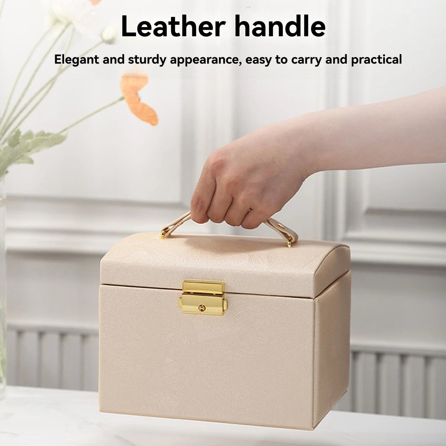 2 Layer Jewelry Storage Box for Necklaces Rings Watches PU Leather with Mirror ^ | eBay