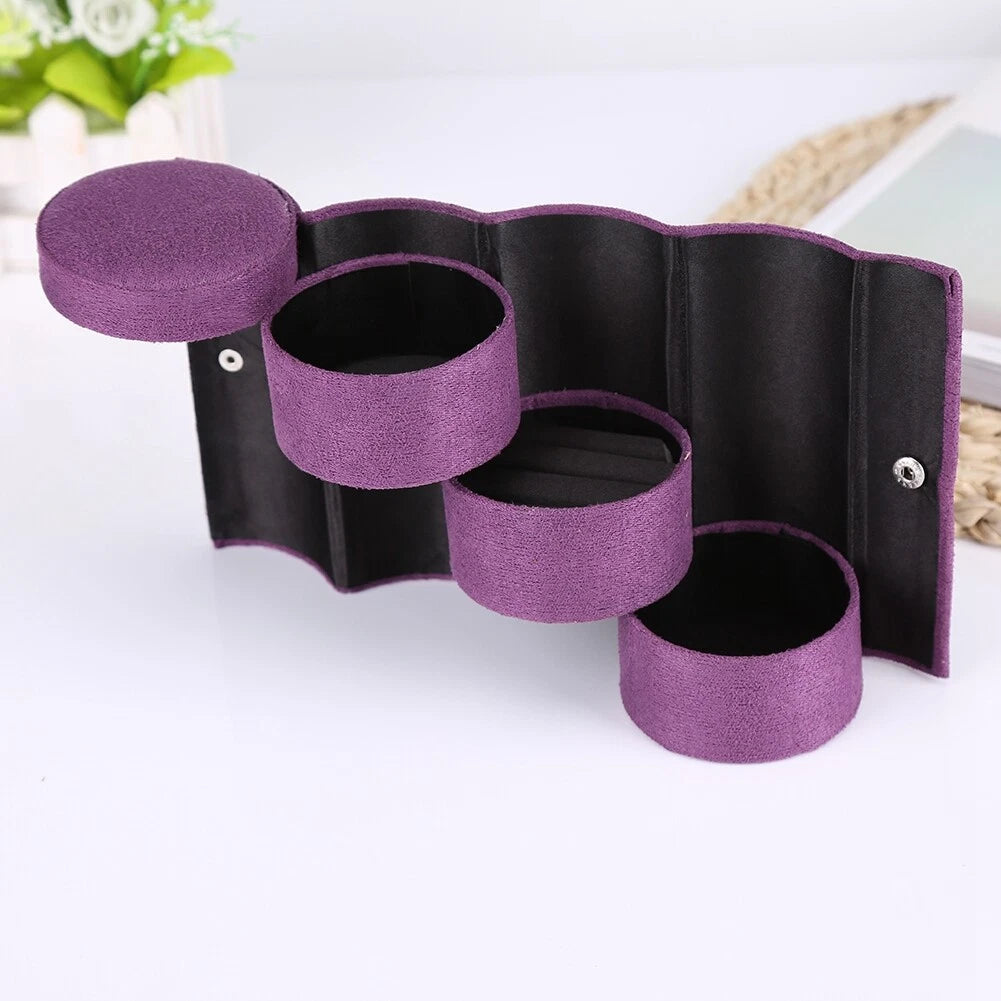 (Purple)Portable 3 Layers Cylinder Shaped Jewelry Storage Box Organizer For US | eBay