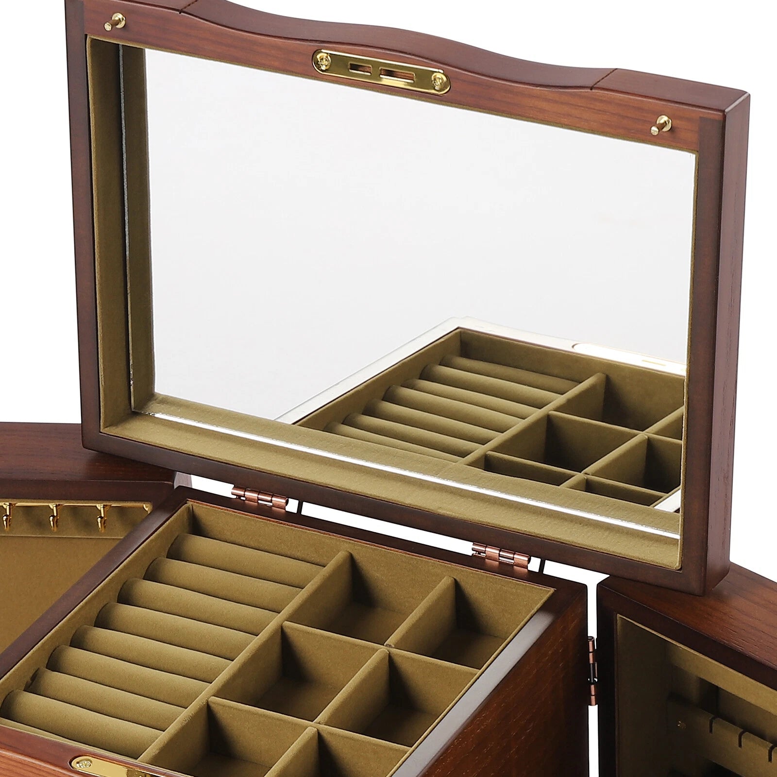 5 - Layer Jewelry Box 4 Drawers Wooden Large For Wowen W/ Mirror Organizer Box | eBay