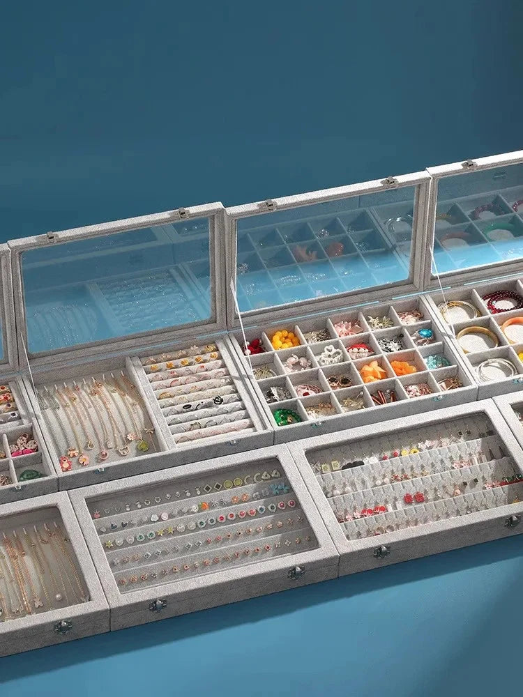 Jewelry Storage Box Large Capacity Rings Earrings Necklace Bracelet Display Case | eBay