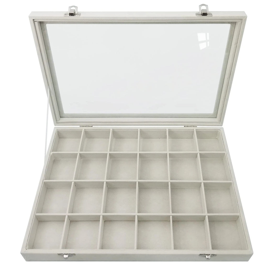 24 Grids Jewelry Box Removable Earrings Rings Organizer Box with Clear Lid fo... | eBay