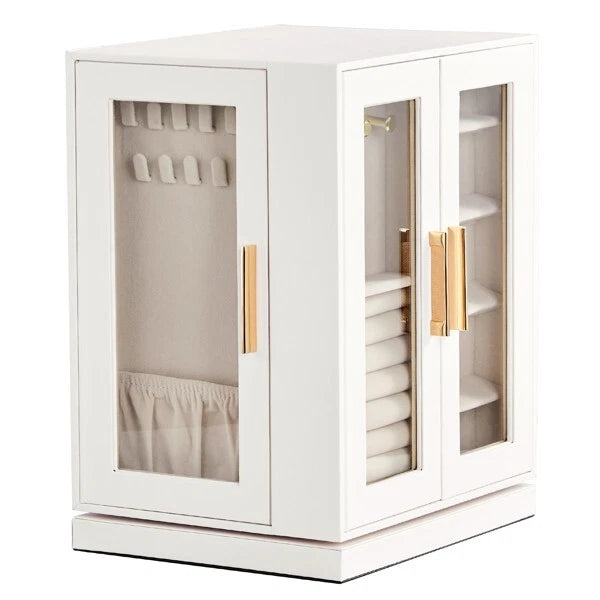 360° Rotating Jewelry Box with 5 Drawers, White Cabinet & Pink Velvet Storage | eBay