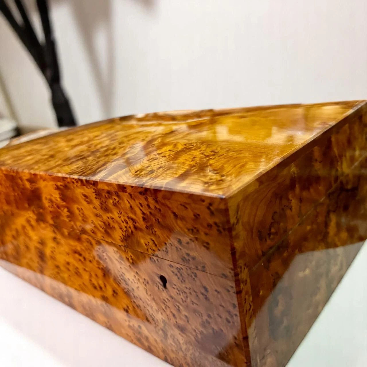 Large Burl Thuya Wood Jewelry Box with Key – Handcrafted Organizer from Morocco | eBay