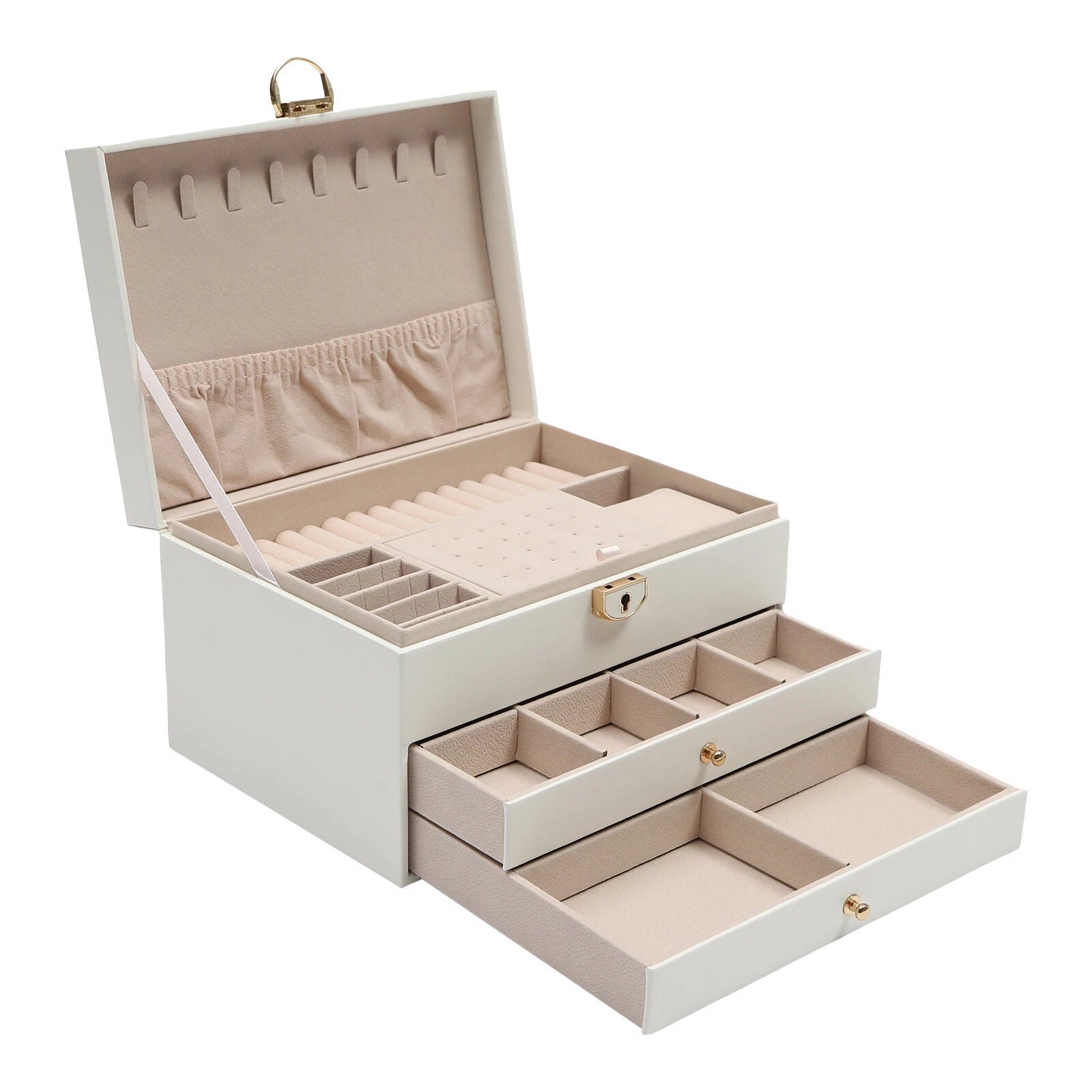 3 Tier Watch Box Jewelry Organizer Case Holder Bracelet Display Case with Drawer | eBay