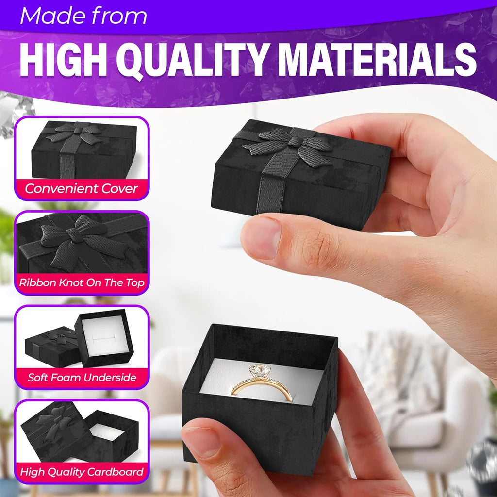 24Pcs Black Ring Boxes Bulk - Ring Jewelry Box Engagement Ring Holder Small Jewe | eBay