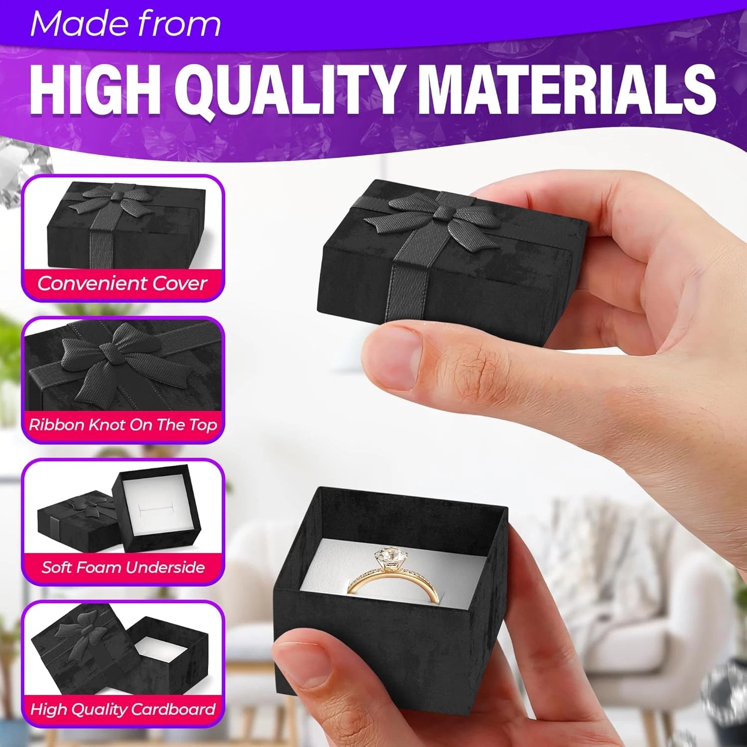 24Pcs Black Ring Boxes Bulk - Ring Jewelry Box Engagement Ring Holder Small Jewe | eBay