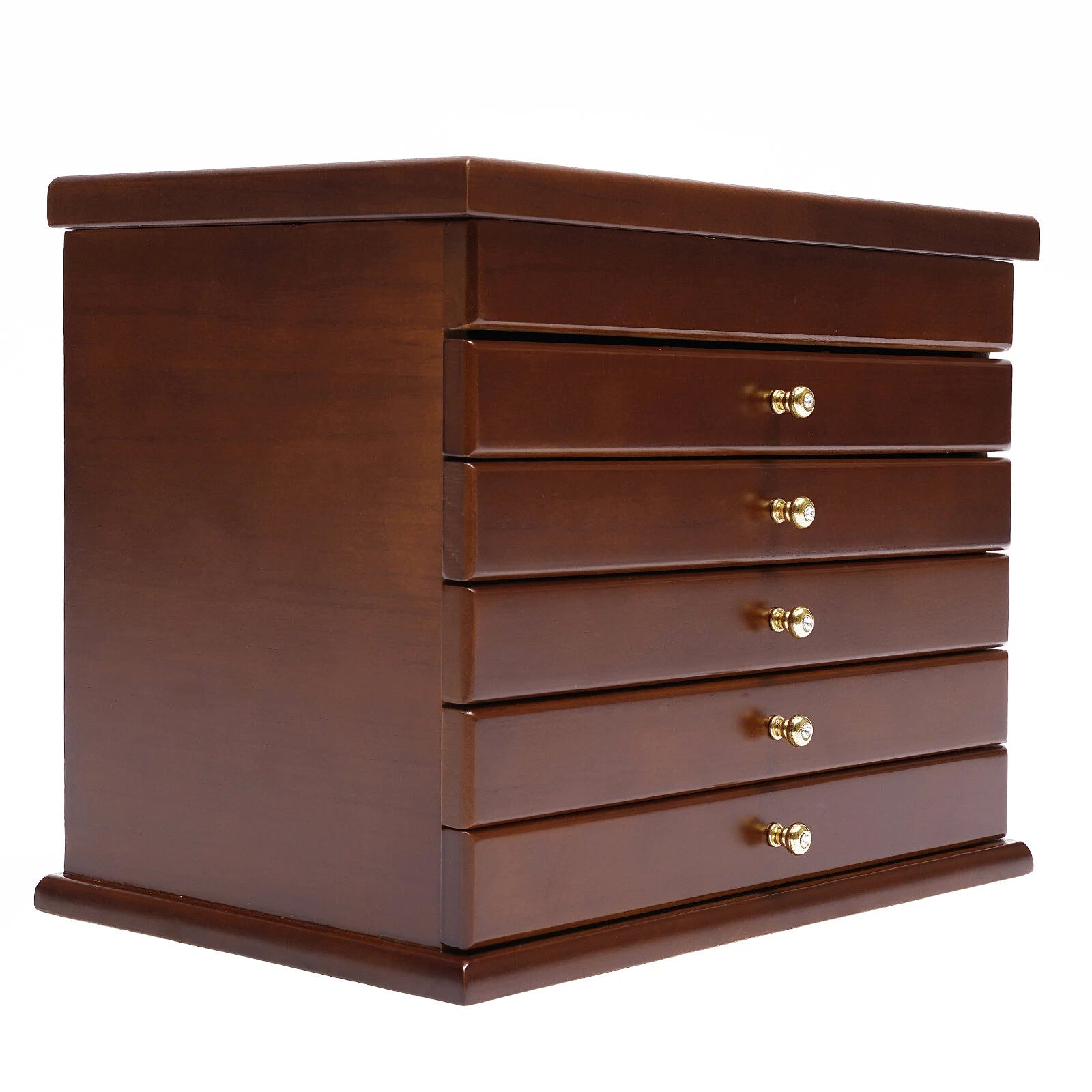 6 Layers Brown Jewelry Storage Box Organizer Cabinet Wood Jewelry Necklace Chest | eBay