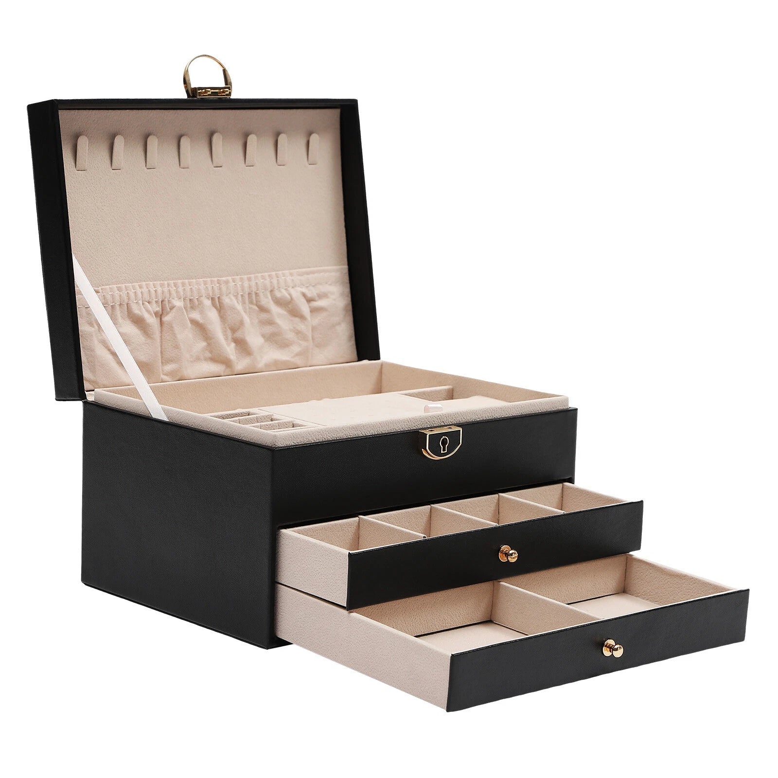 PU Watch Storage Box with Drawer Jewelry Organizer Watch Holder Display Case | eBay