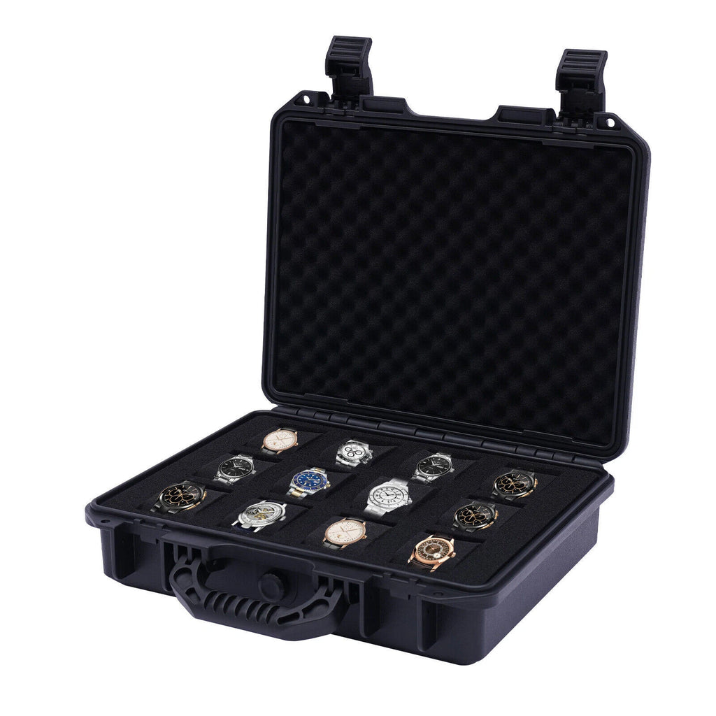 12-Slot Watch Travel Case Hard Shell Protection Organizer Jewelry Storage Box | eBay