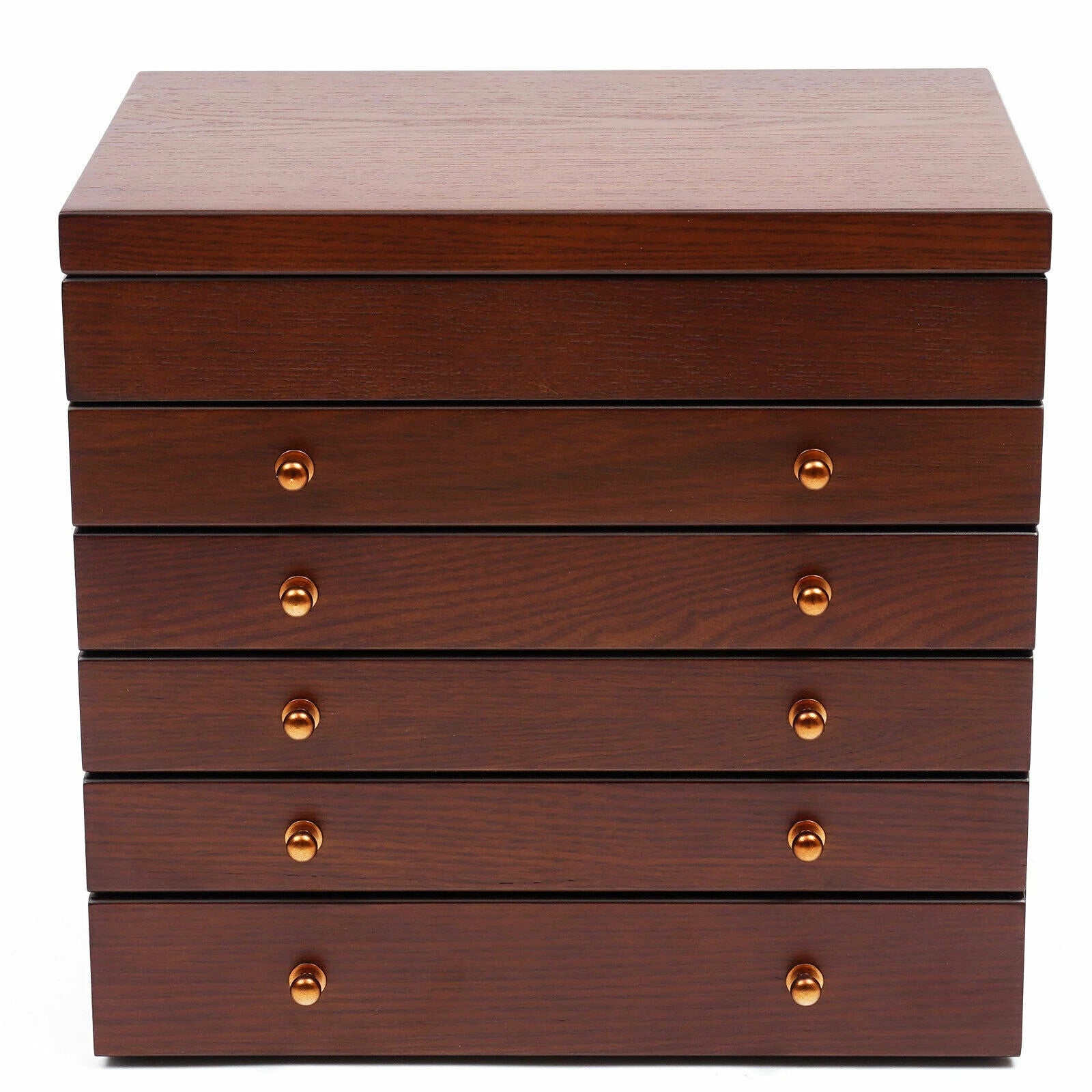 6-layer Wooden Jewelry Box Storage Box with Lock Mirror Brown Storage Box | eBay