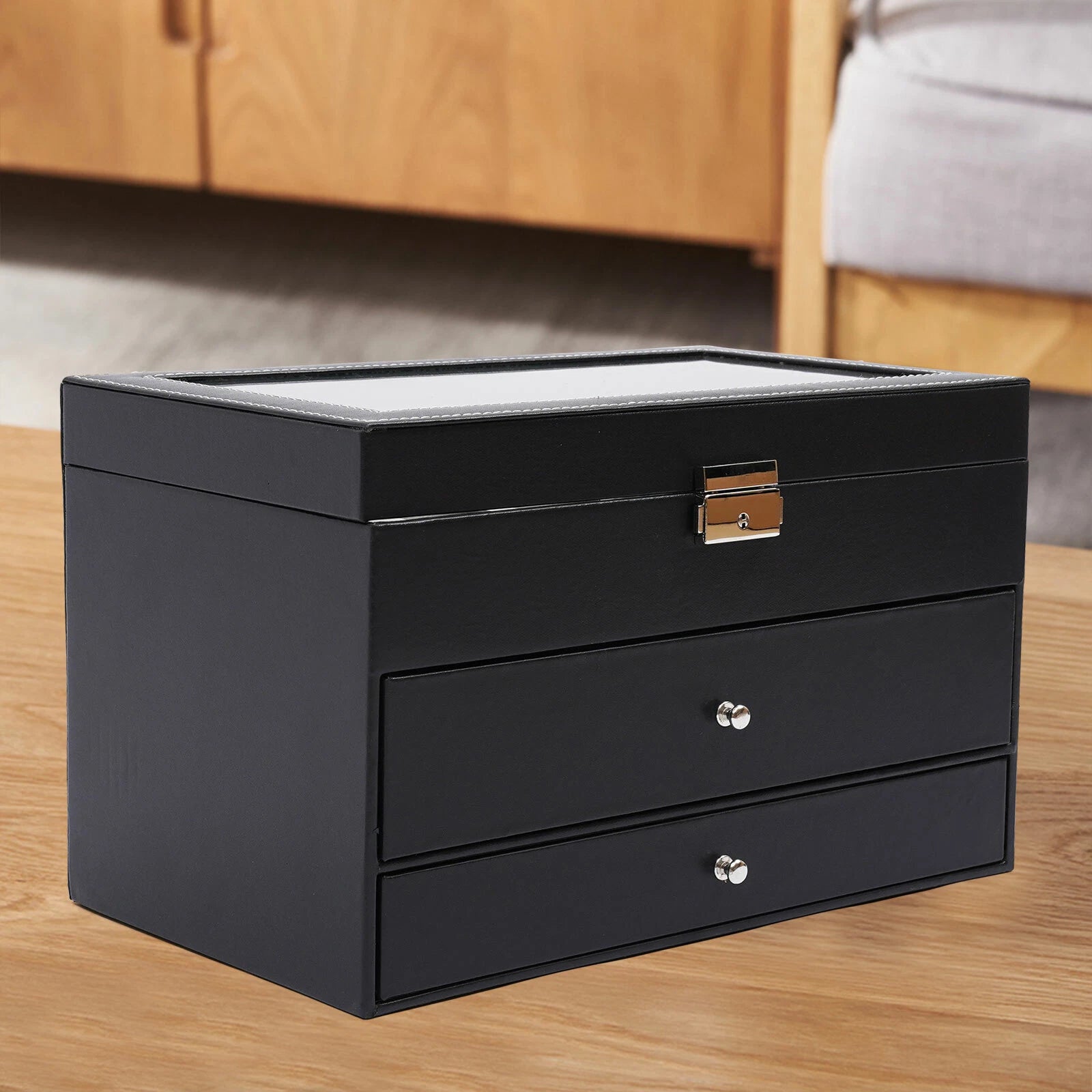 3 Layer Watch Sunglasses Jewelry Display Box Drawer Metal Buckle Organizer Box | eBay