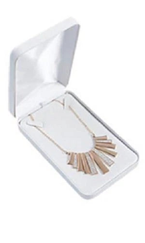 24 White Faux Leather Necklace Boxes 4 ¼" x 7" x 1 ⅜" Jewelry Box Pendant Gift | eBay