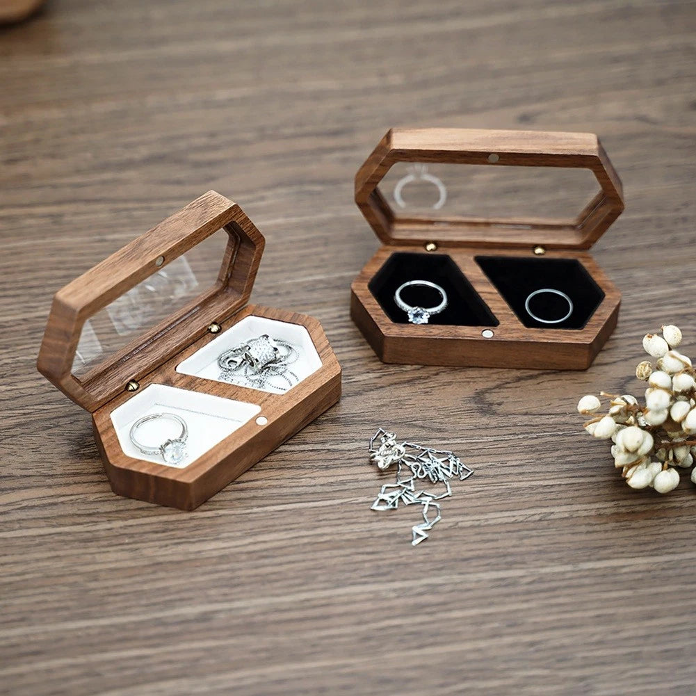 Wooden Box 2Slots Holder Box Travel Earrings Jewelry Storage Daily4161 | eBay
