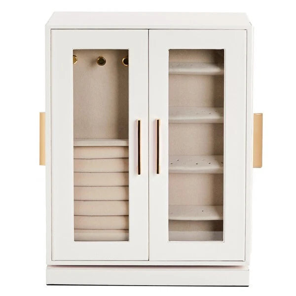 360° Rotating Jewelry Box with 5 Drawers, White Cabinet & Pink Velvet Storage | eBay