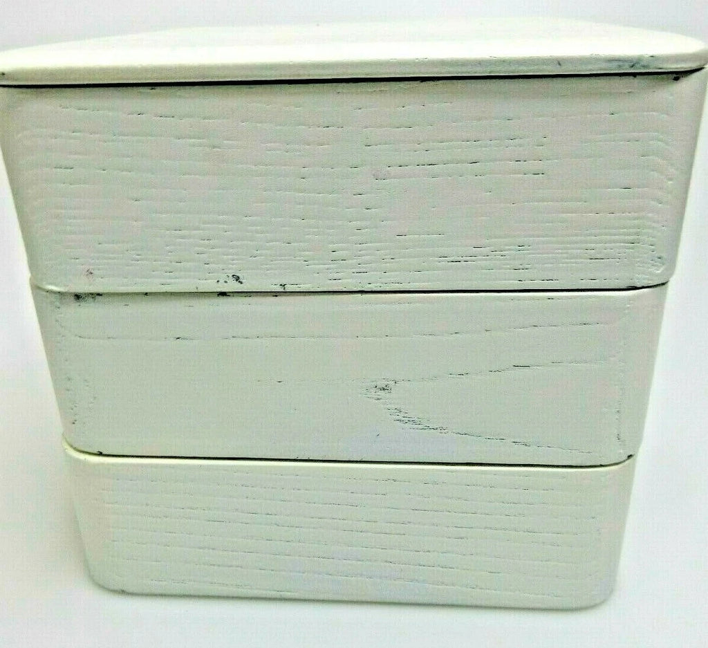 Handcrafted Wood Stacking Storage Jewelry Box Ivory Square 3-Tier With Lid | eBay
