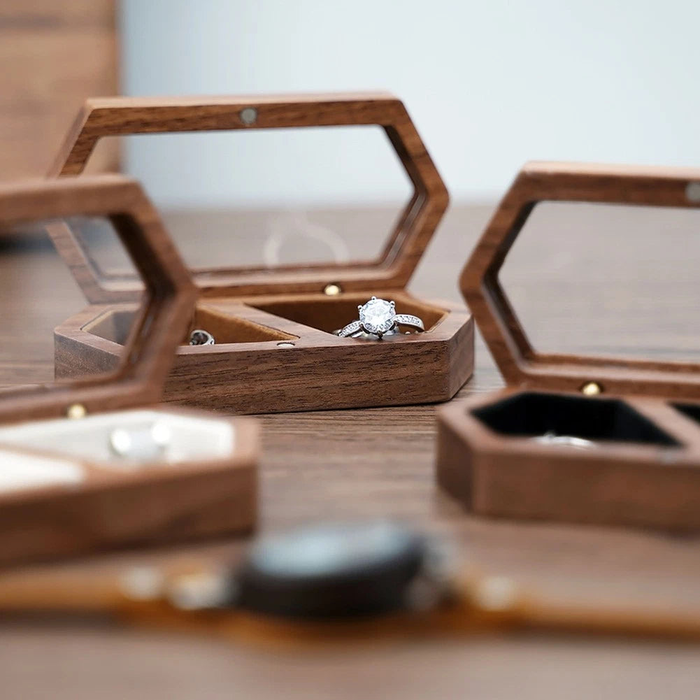 Wooden Box 2Slots Holder Box Travel Earrings Jewelry Storage Daily4161 | eBay