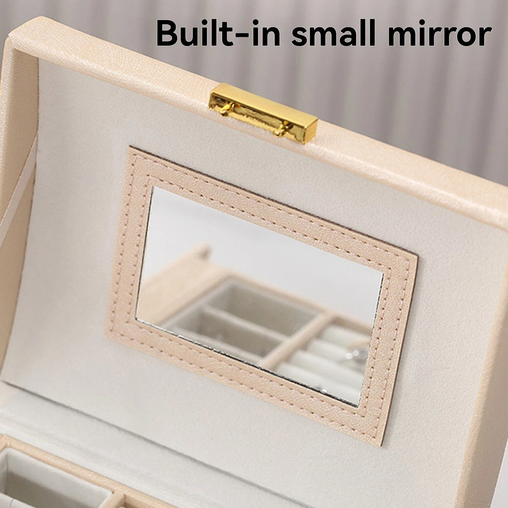 2 Layer Jewelry Storage Box for Necklaces Rings Watches PU Leather with Mirror ^ | eBay