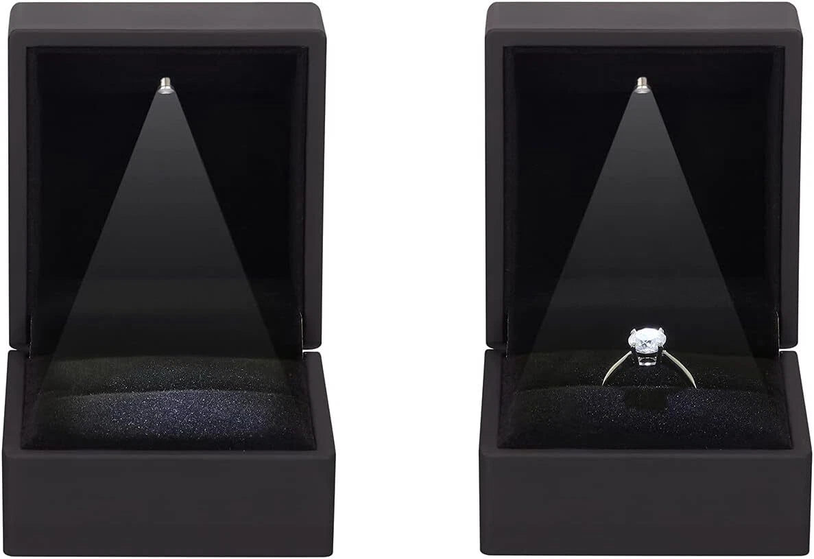 2 Pack Led Ring Boxes With Velvet Inside For Engagement Wedding Storage | eBay