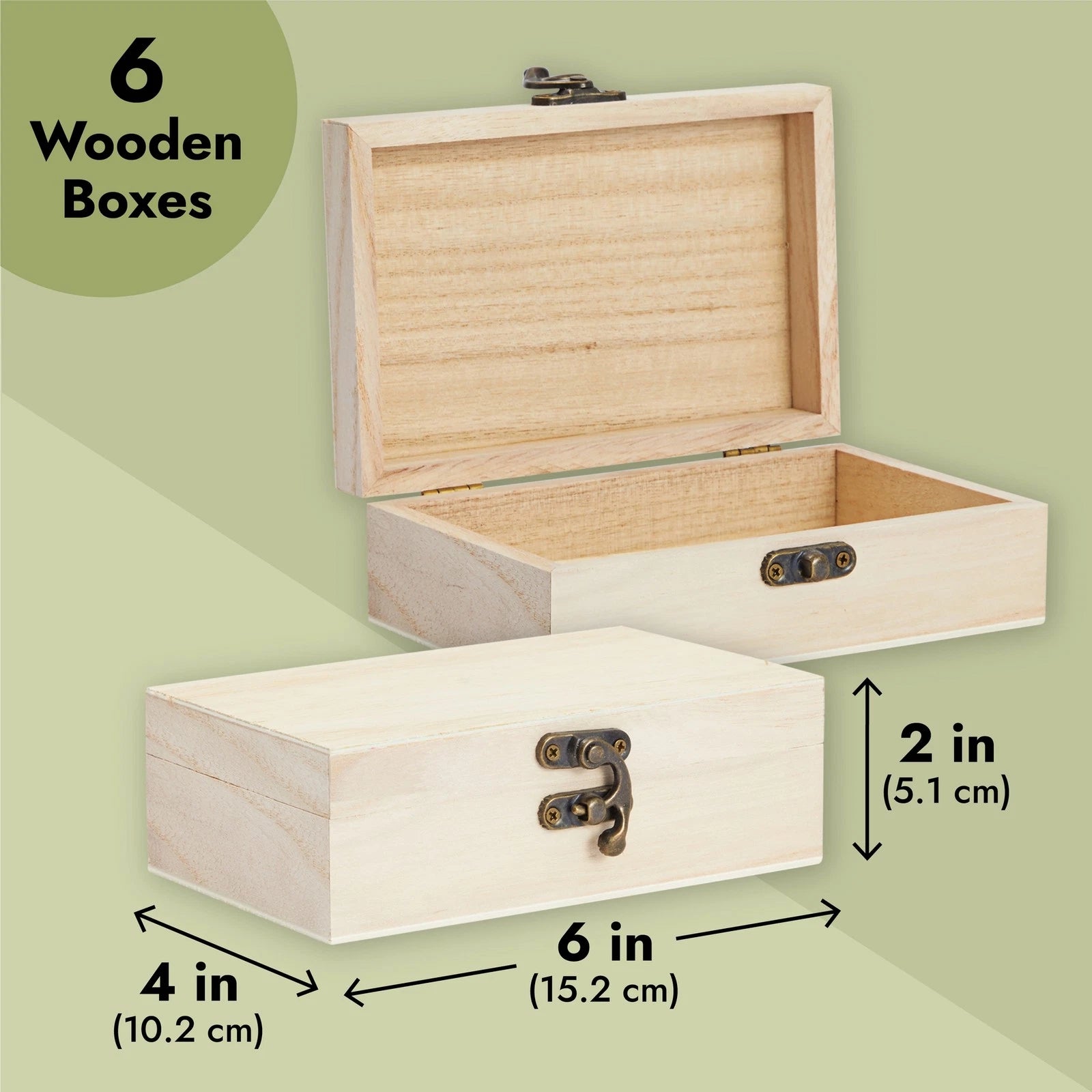 6-Pack Unfinished Wooden Boxes for Crafts with Hinged Lids and Clasps, 6x4x2 In 843128138459| eBay